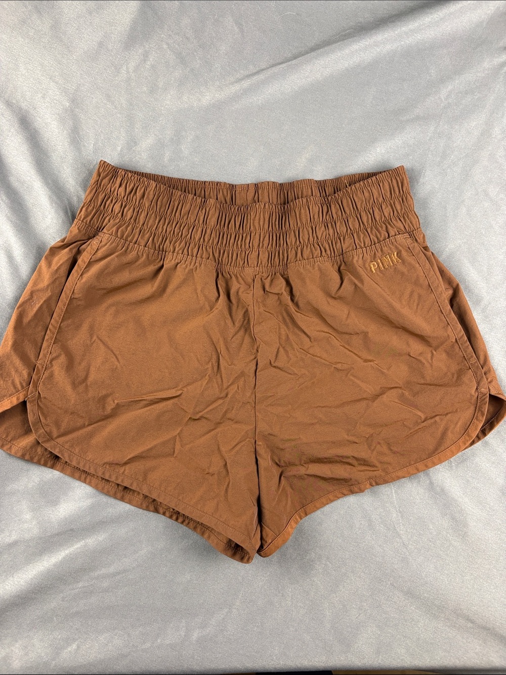 PINK Active Rust Brown High-Waist Athletic Shorts Small Size